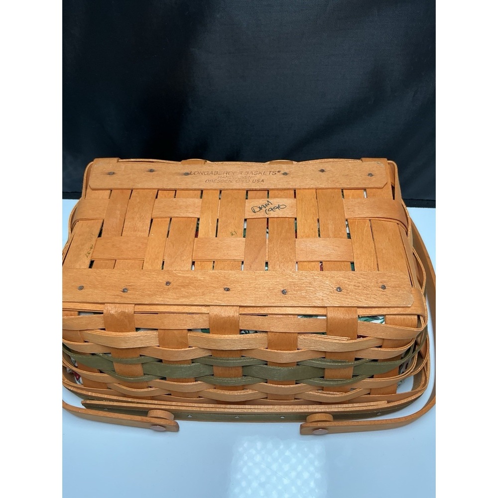 Longaberger 1996 Edition Holiday Cheer Basket Liner & Protector Swing Handles - Picture 12 of 12